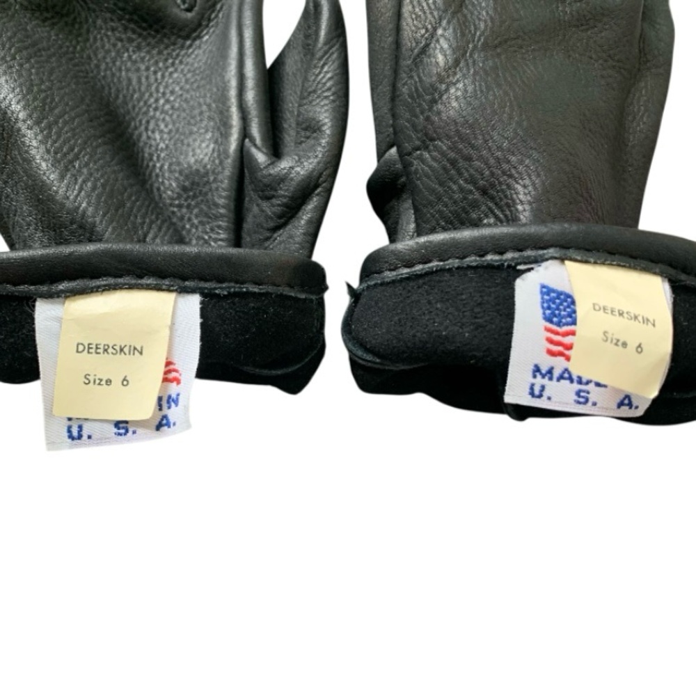 VINTAGE DEERSKIN BLACK LEATHER GLOVES LADIES SZ 6 MADE IN USA Luxury Leather - Picture 4 of 11